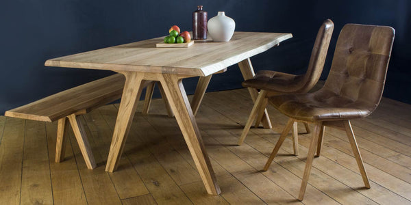 Allegro Live Edge Oak Dining Table with Dining Chairs