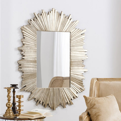 Celestial Gold Mirror in Living Room with candle holders