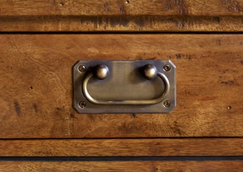 close up of mango wood drawer