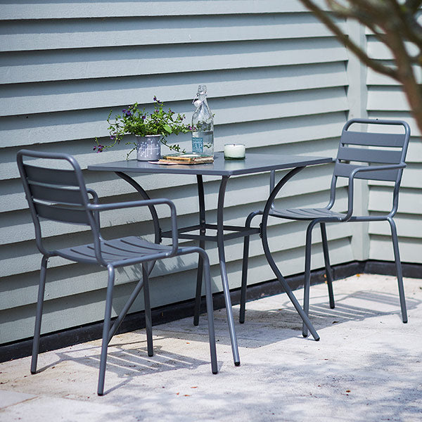 Charcoal Dean Street Garden Table and Two Chairs