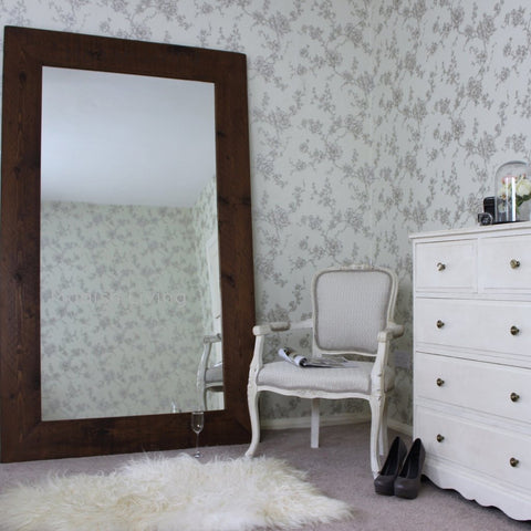 English Beam Reclaimed Wood Floor Mirror in Bedroom
