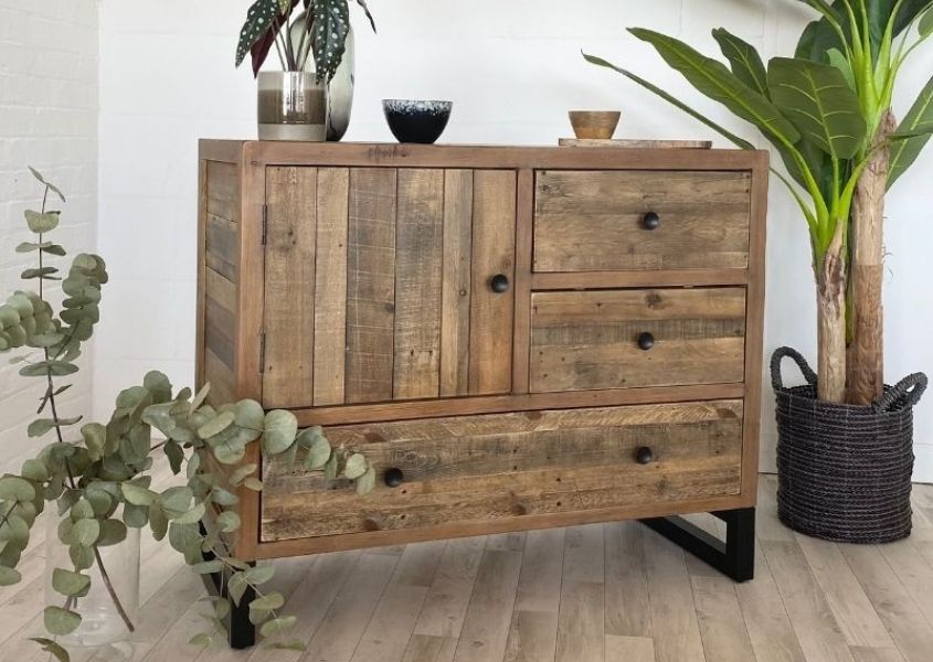 industrial sideboard with cupboards and drawers