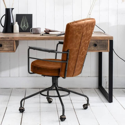 Standford brown faux leather desk chair