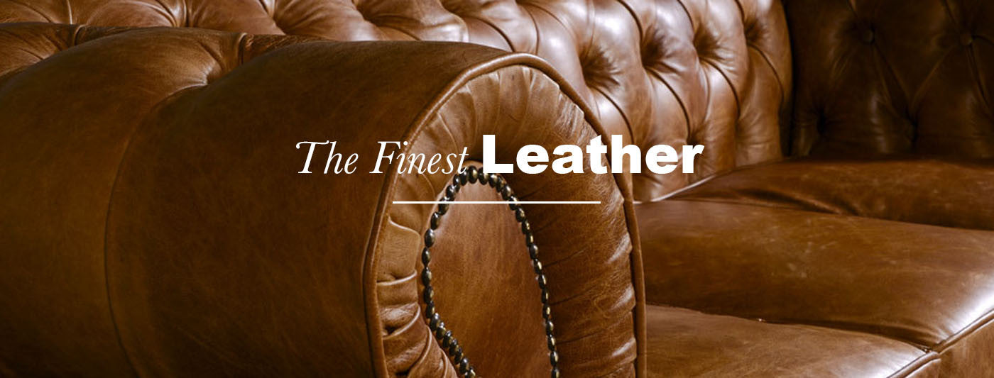Brown leather chesterfield sofa close up