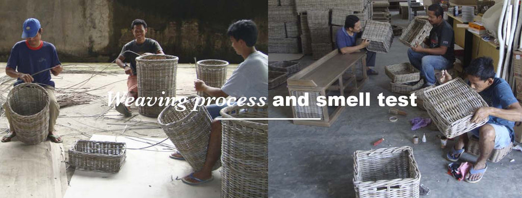 weaving and smell test process of making rattan furniture