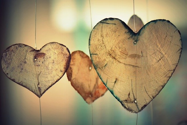 Wooden hanging hearts