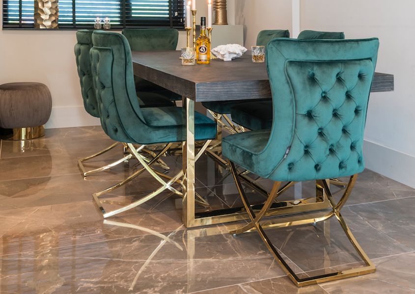 green velvet dining chairs with gold metal leg